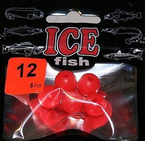 Korálky Ice Fish Fluo Červená 5ks 12mm