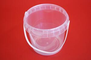 Plastový kbelík s víčkem 2300ml - transparentní - 1