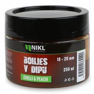 Boilies v dipu Nikl 18+20mm 250ml - Chilli & Peach - 1