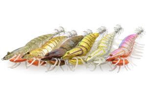 Nástraha kreveta Savage Gear 3D Hybrid Shrimp EGI jig Glitter 7,5cm 12g - Olive Flash - 2