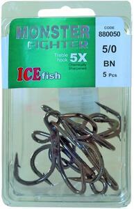 Trojháček ICE Fish Monster Fighter Black Nickel  5/0 - 2