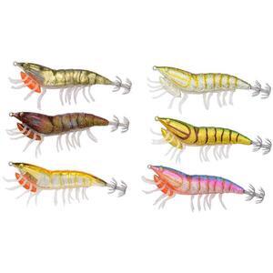 Nástraha kreveta Savage Gear 3D Hybrid Shrimp EGI jig Glitter 7,5cm 12g - Olive Flash - 3